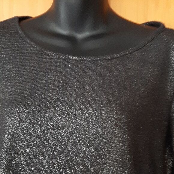 NWOT Women Black Metallic Long Sleeve Party Top Size XL - Picture 8 of 16